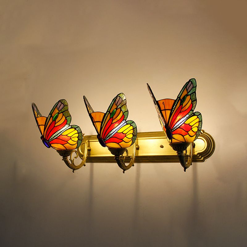 Kady Artistic Butterfly Metal/Glass Lamps Wall, Red/Blue/Multi-Color/Light Blue - Cueteks