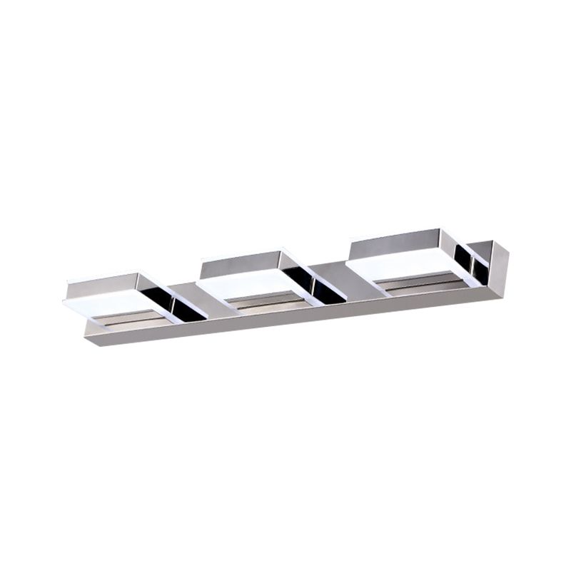 Leigh Modern Square  Acrylic Mirror Front Vanity Wall Lamp , Chrome - Cueteks