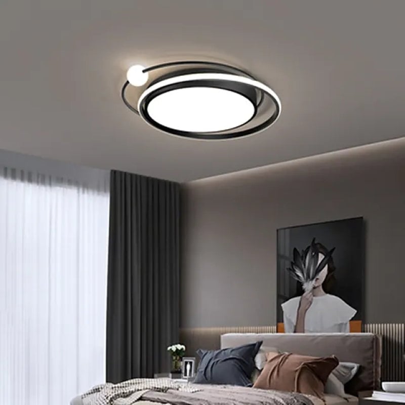Lacey Modern Multi Orbit Flush Mount Ceiling Light, Black/Gold - Cueteks