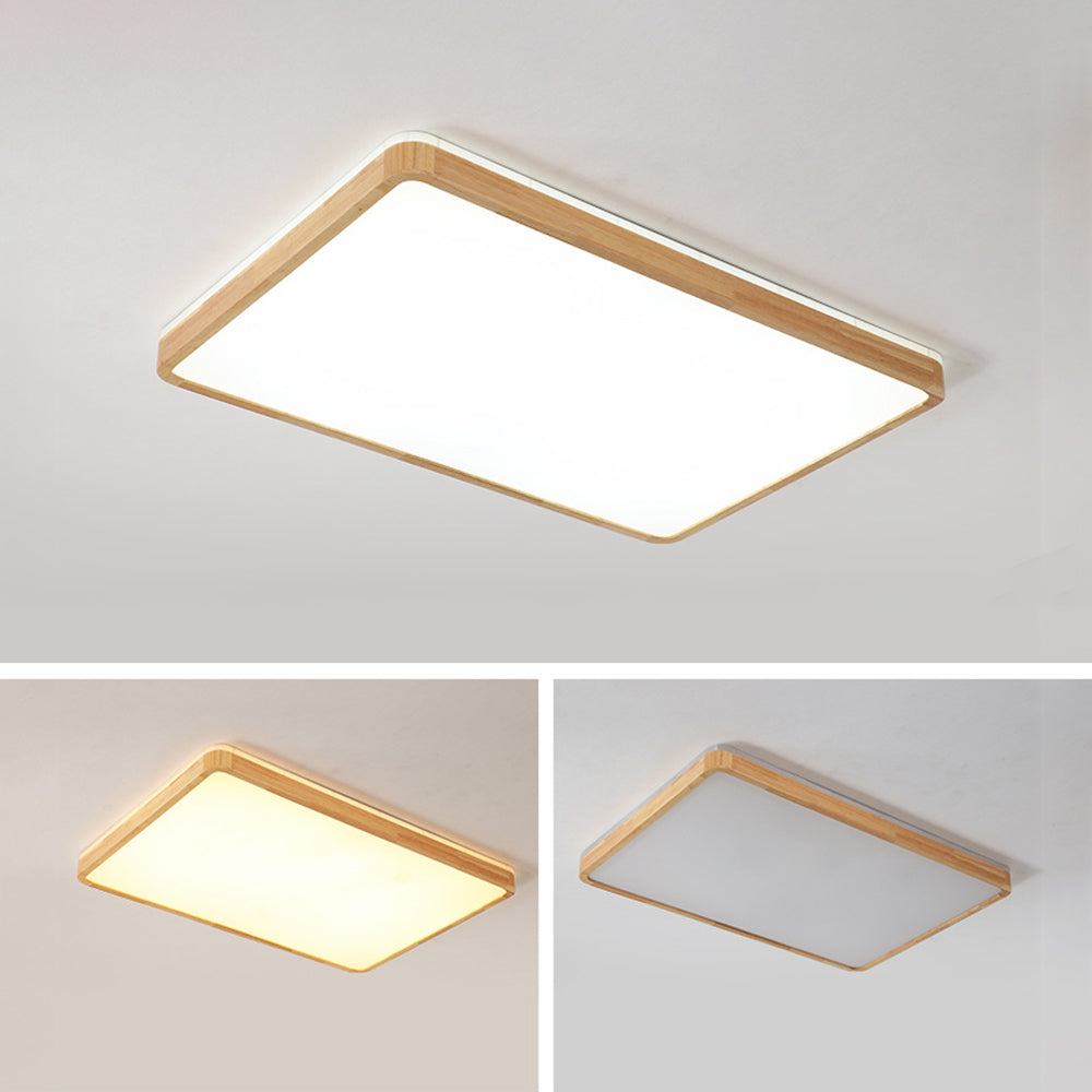 Ozawa Nordic Round Acrylic/Wood Flush Mount Ceiling Light Wood - Cueteks