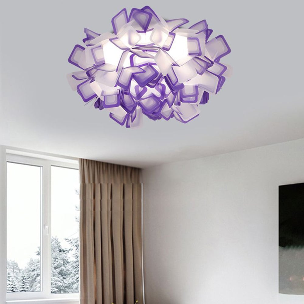Morandi Art Deco Flower Acrylic Flush Mount Ceiling Light 7 Colors - Cueteks
