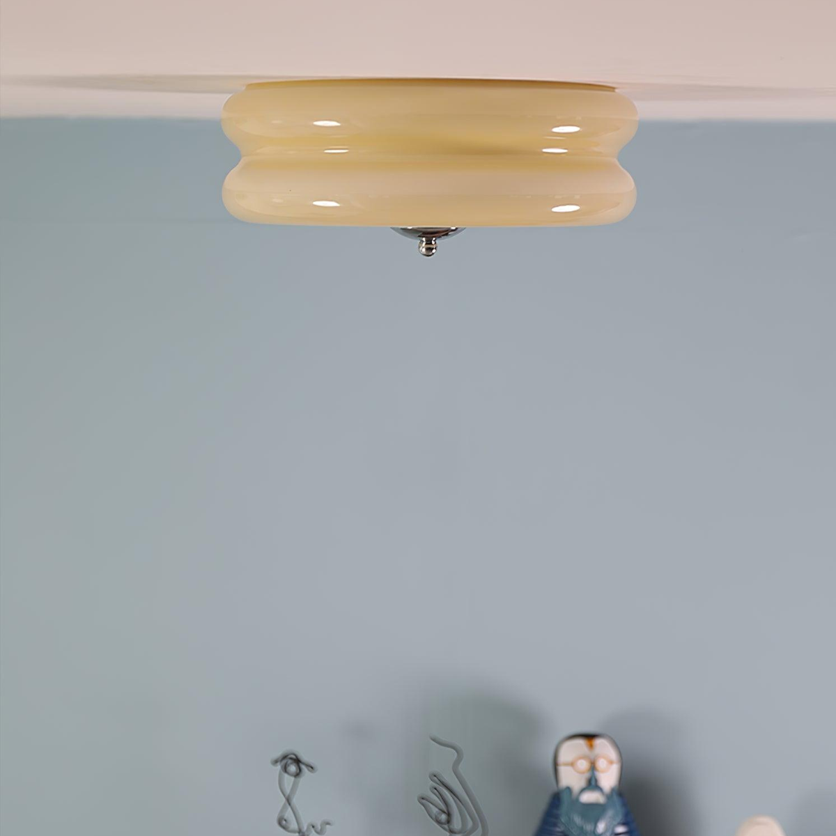 Morandi Modern Round Flush Mount Ceiling Light, White/Beige - Cueteks