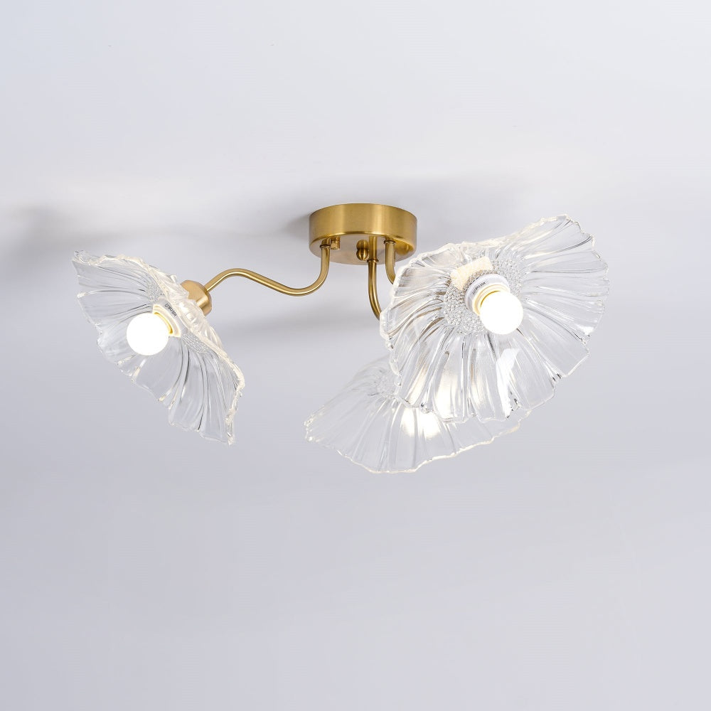 Hailie Modern Flower Ceiling Light  Metal/Glass Clear/Pink Bedroom - Cueteks