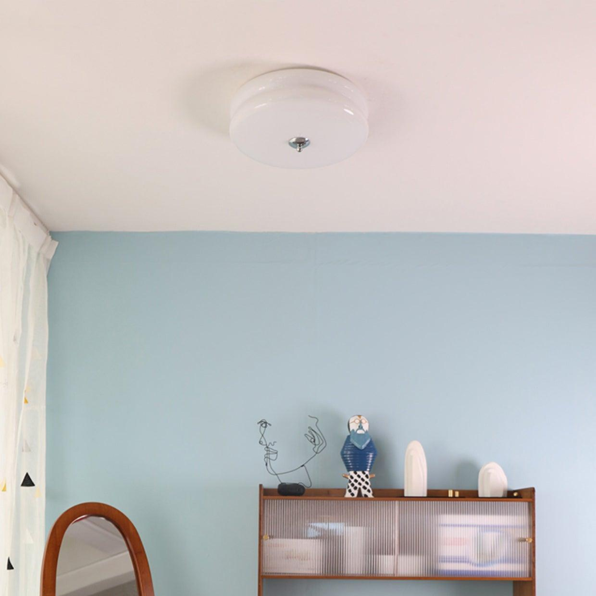 Morandi Modern Round Flush Mount Ceiling Light, White/Beige - Cueteks