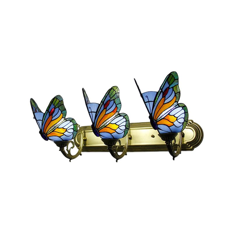 Kady Artistic Butterfly Metal/Glass Lamps Wall, Red/Blue/Multi-Color/Light Blue - Cueteks