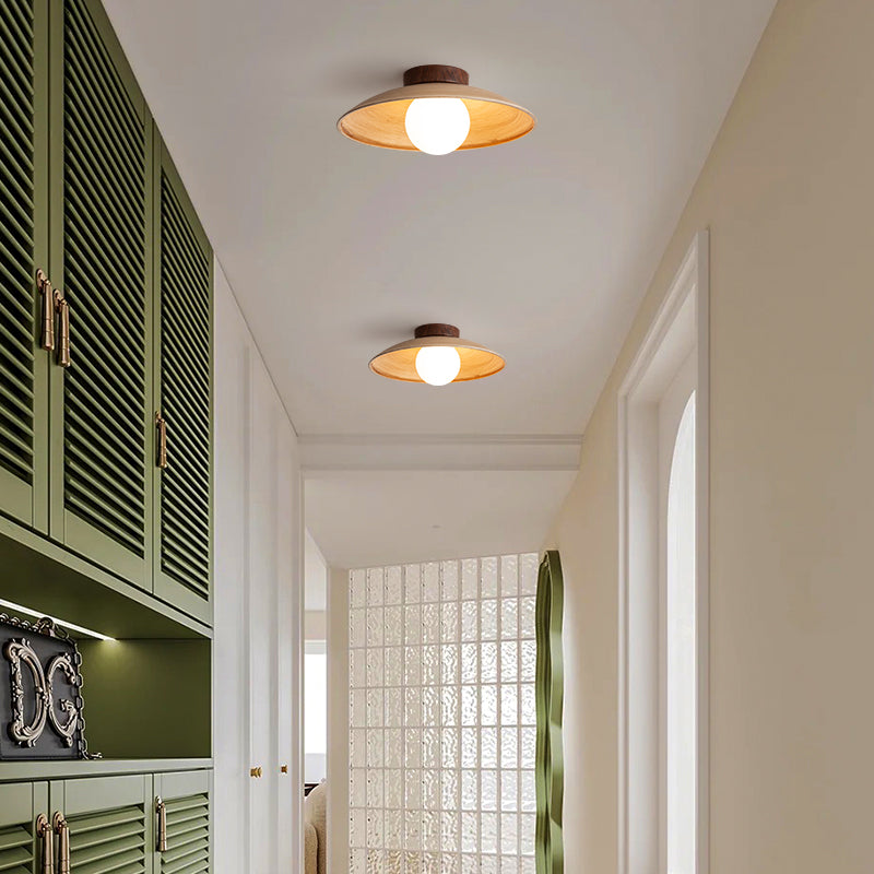 Ozawa Vintage Flush Mount Ceiling Light Wood/Metal/Glass Bar/ Hotels - Cueteks