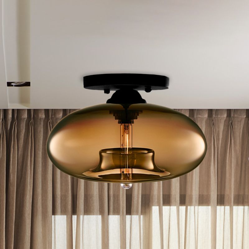 Sanna Industrial Art Deco Globe Flush Mount Ceiling Light Living Room - Cueteks