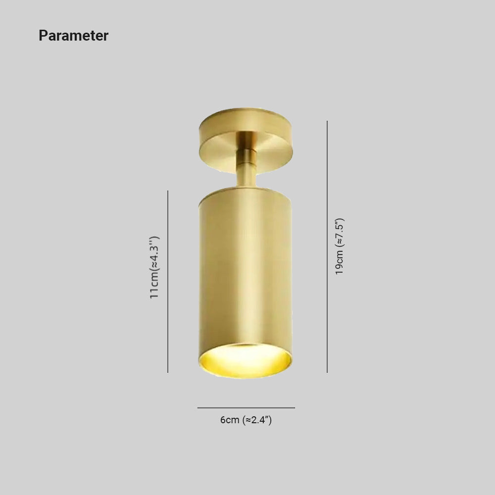 Freja Moderno Gold Cylinder Spotlight Background Flush Mount Ceiling Light, Metal - Cueteks