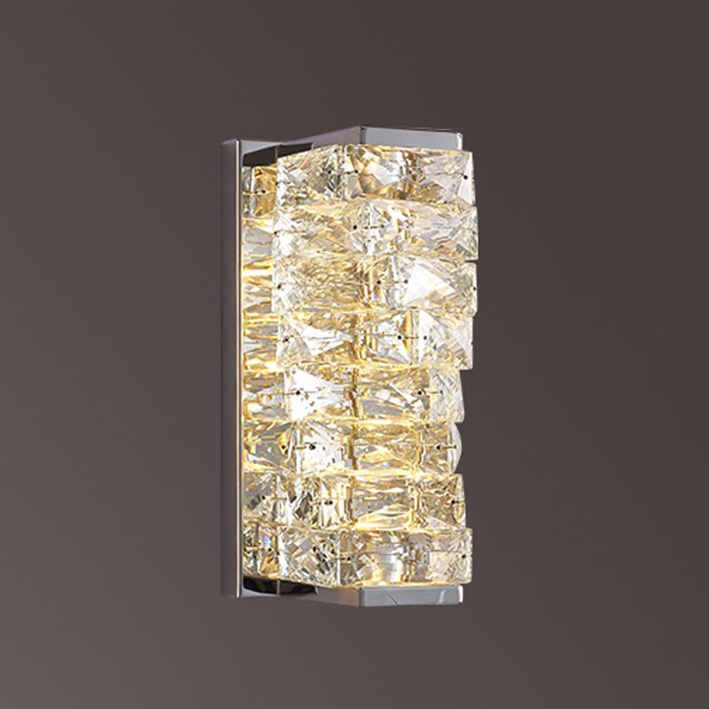 Kristy Modern rectangular Vanity Metal Crystal LED Wall Lamp - Cueteks