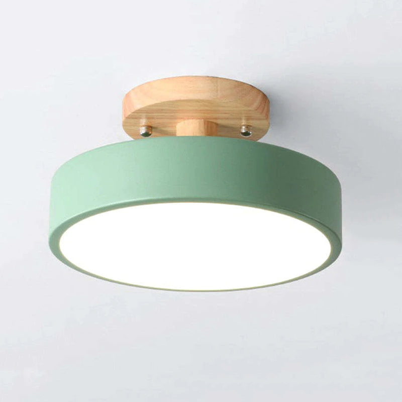Quinn Round LED Flush Mount Ceiling Light Modern Wood/Acrylic - Cueteks