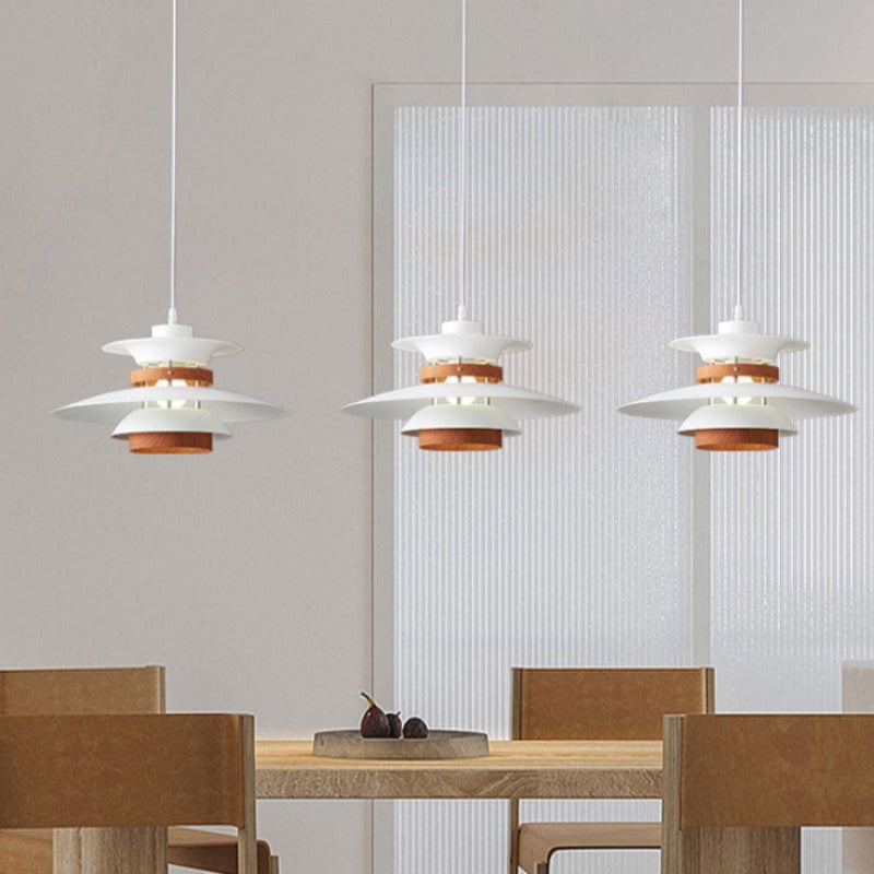 Morandi Modern LED Pendant Light Black/White/Wood Metal Dining Room - Cueteks