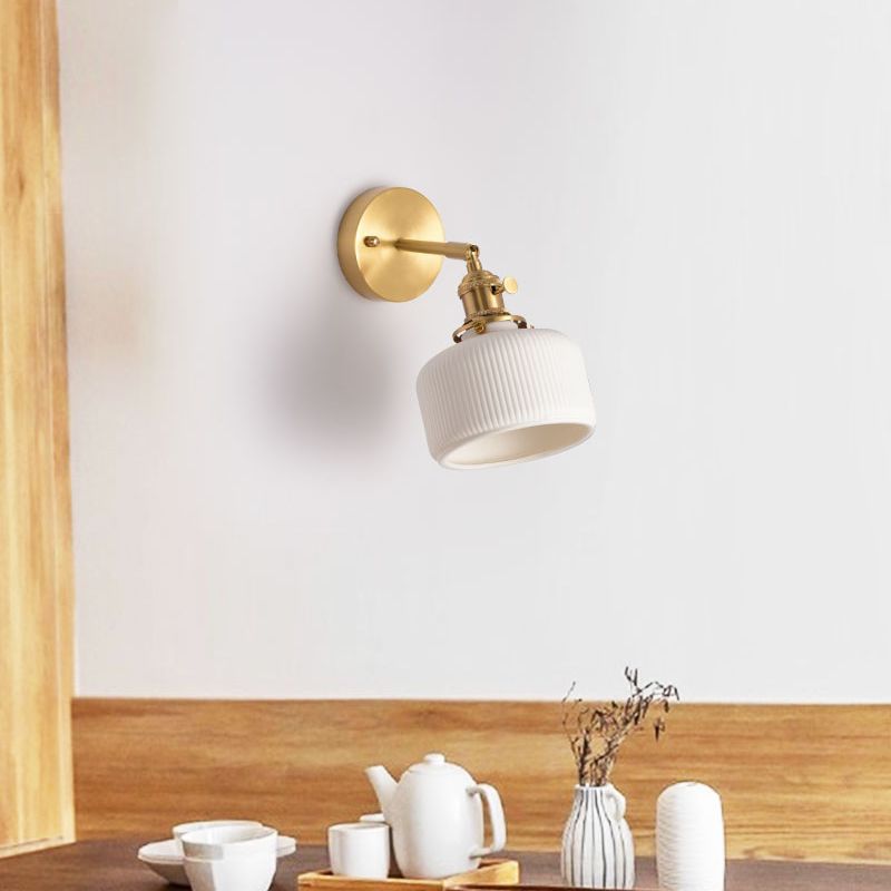 Lottie Vintage Column Ceramic Vanity Light, White, Bedroom - Cueteks