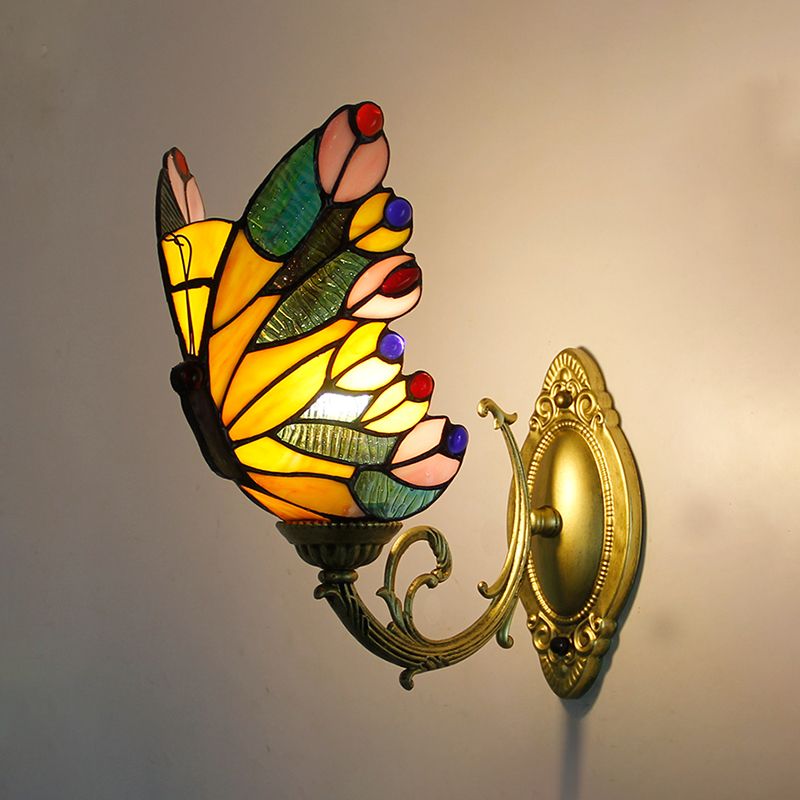 Kady Artistic Butterfly Metal/Glass Lamps Wall, Red/Blue/Multi-Color/Light Blue - Cueteks