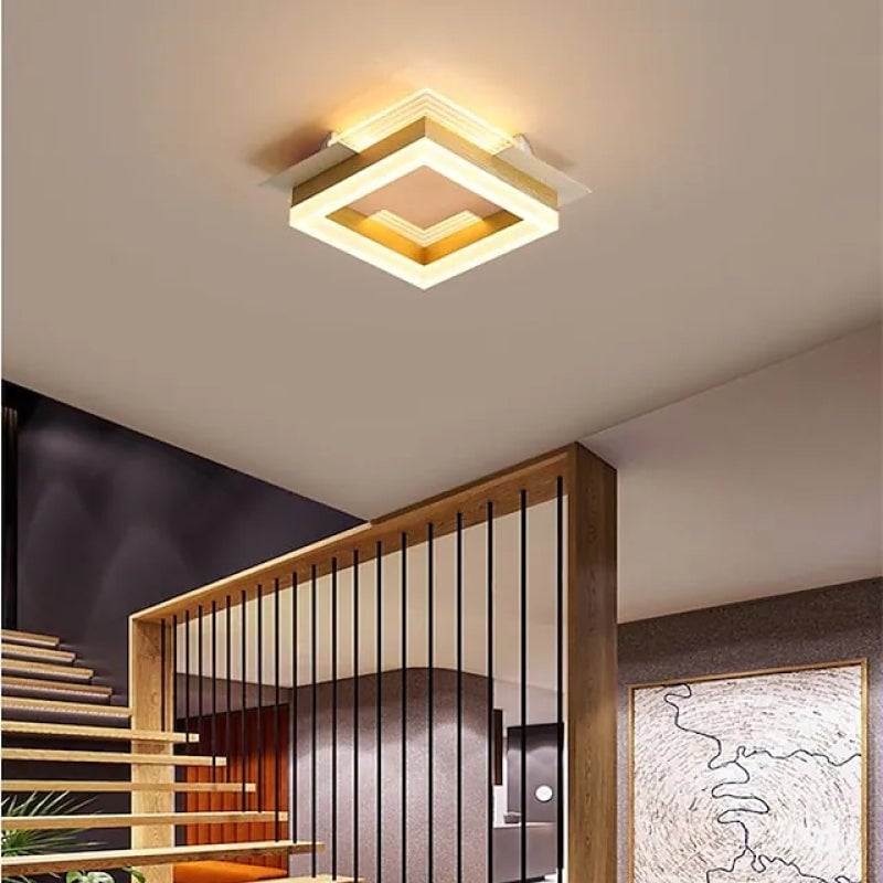 Amos Modern Simple Gold Flush Mount Ceiling Light, Square/Round - Cueteks