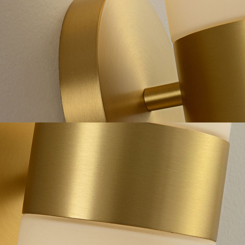 Leigh Vintage Cylinder Metal&Glass Bedside Lamp Wall Mounted, Brass - Cueteks