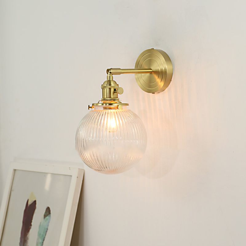 Hailie Luxury Globe/Flower Glass Vanity Wall Lamp, Gold, Bedroom - Cueteks