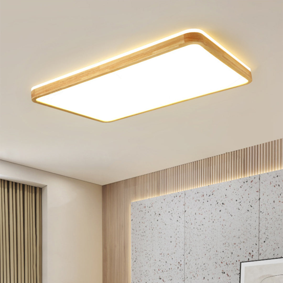 Ozawa Nordic Round Acrylic/Wood Flush Mount Ceiling Light Wood - Cueteks