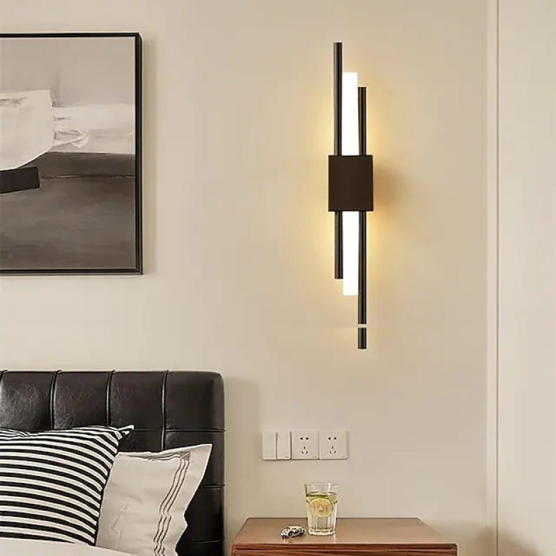Dark Alana vertical wall light beside bedroom furnishings