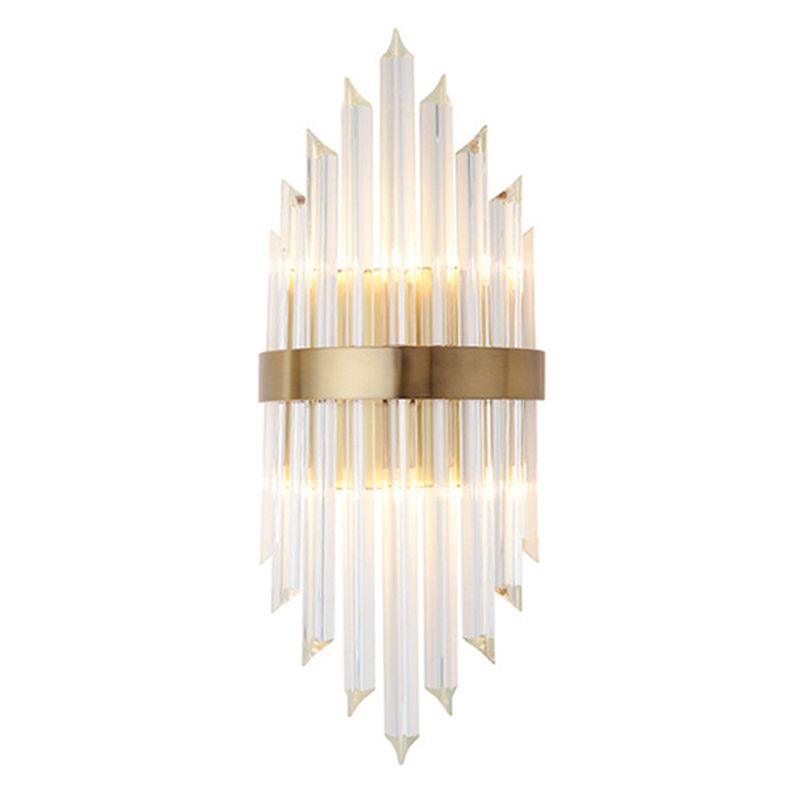 Kristy E pointed clear prisms in a stepped outline with a gold-tone central band