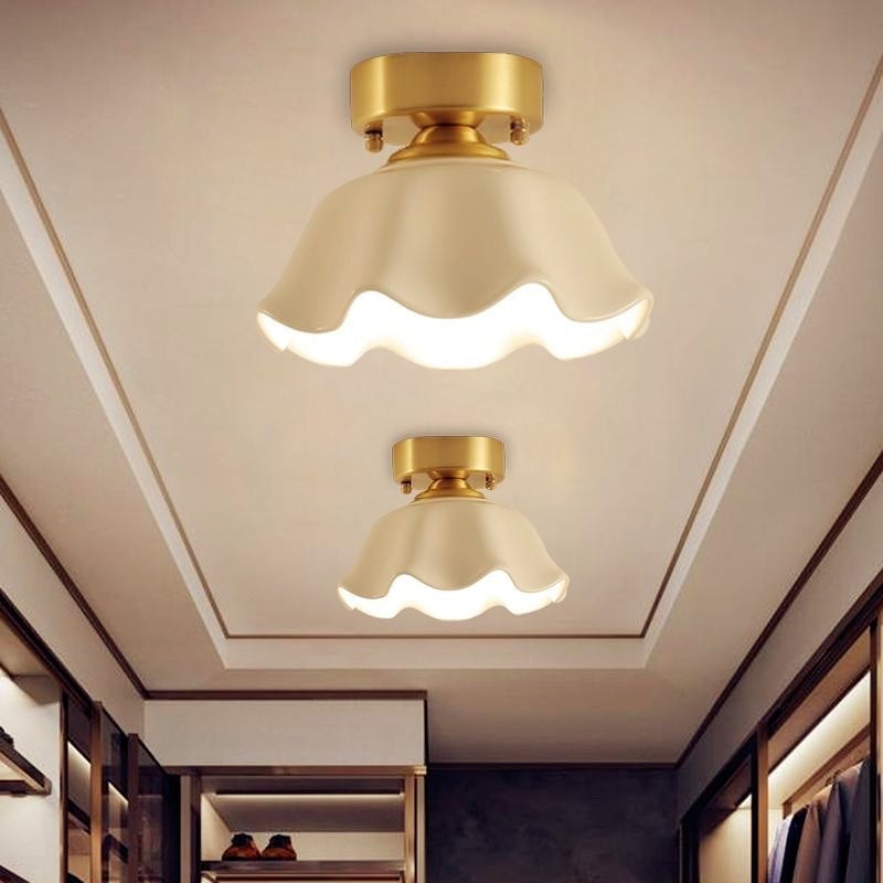 Sanna Retro Metal Flush Mount Ceiling Light Brass - Cueteks