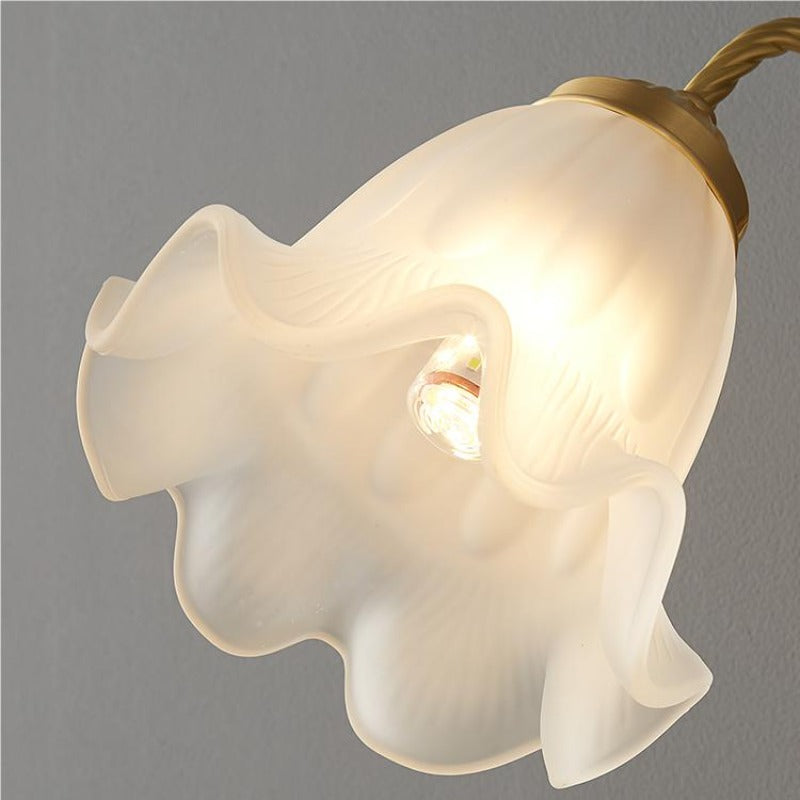 Bella ruffled glass opening and visible bulb from below