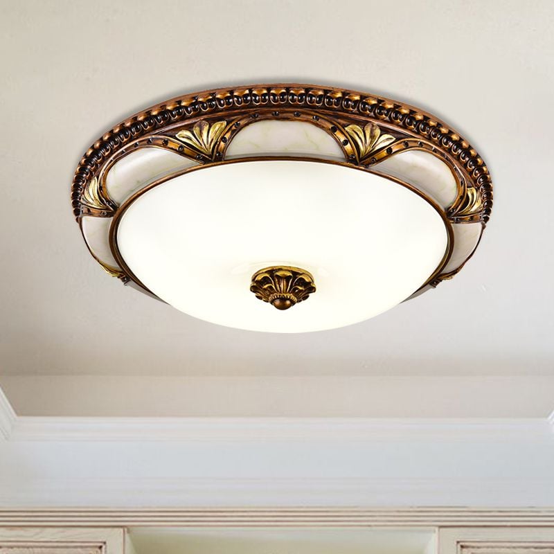 Alessio Floral Retro Flush Mount Ceiling Light Antique Brass Living Room - Cueteks