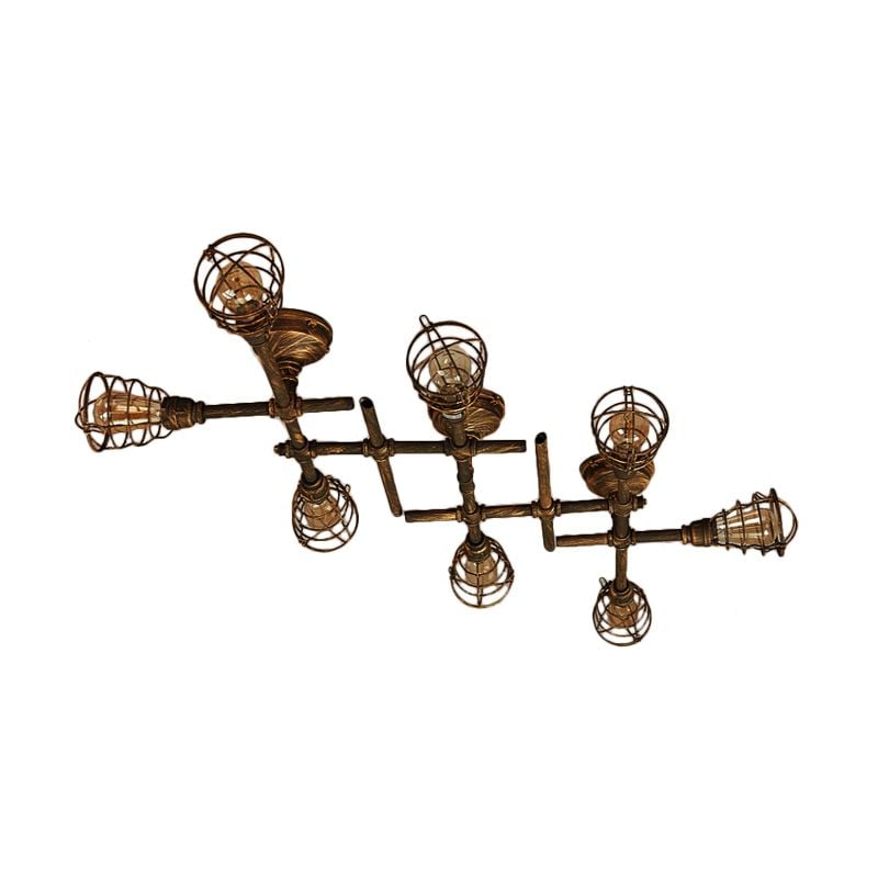 Alessio Industrial Metal Multi Flush Mount Ceiling Light, Brass - Cueteks