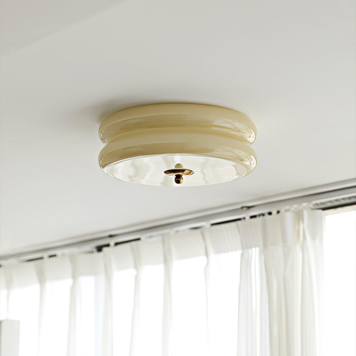 Morandi Modern Round Flush Mount Ceiling Light, White/Beige - Cueteks