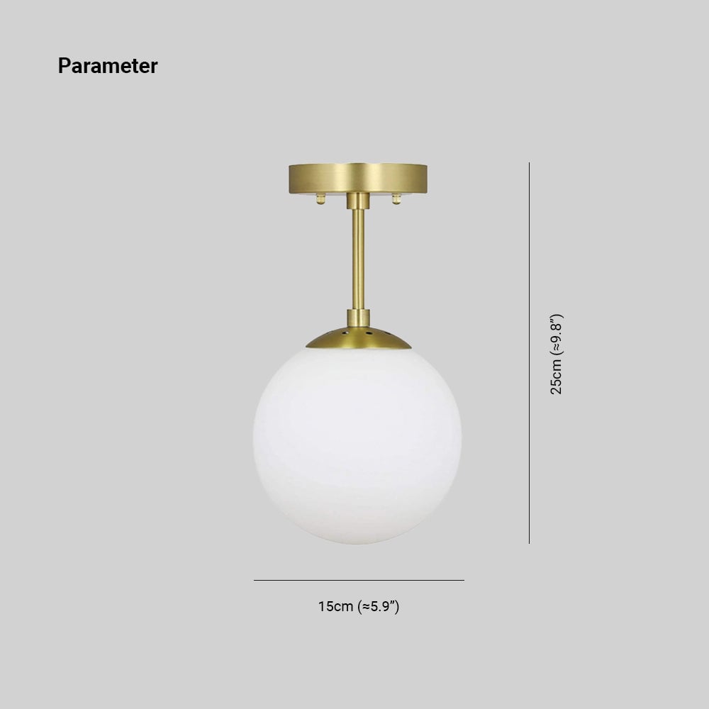 Valentina Simple Spherical LED Semi-Flush Mount Ceiling Light, Gold & Black - Cueteks