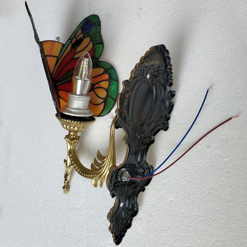 Kady Artistic Butterfly Metal/Glass Lamps Wall, Red/Blue/Multi-Color/Light Blue - Cueteks