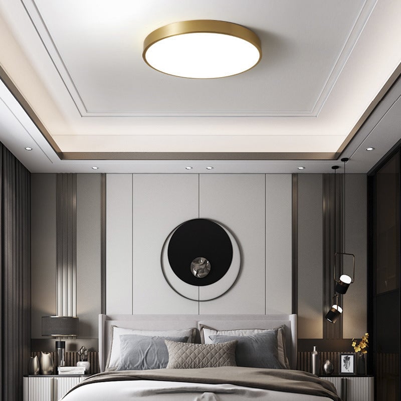 Quinn Nordic LED Gold Round Flush Mount Ceiling Light, Metal&Acrylic - Cueteks
