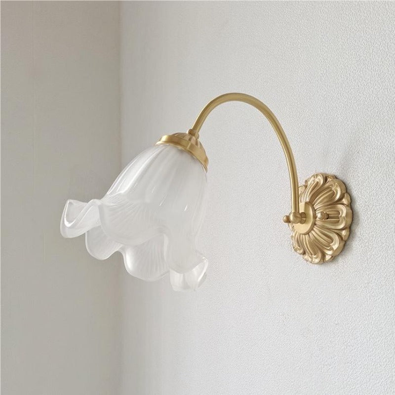Bella broad pale ruffled glass flower shade