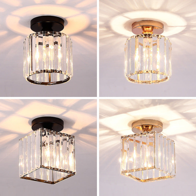 Herbert Modern Metal/Crystal Flush Mount Ceiling Light, 3 Colors - Cueteks
