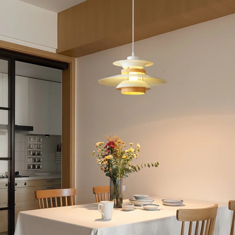Morandi Modern LED Pendant Light Black/White/Wood Metal Dining Room - Cueteks