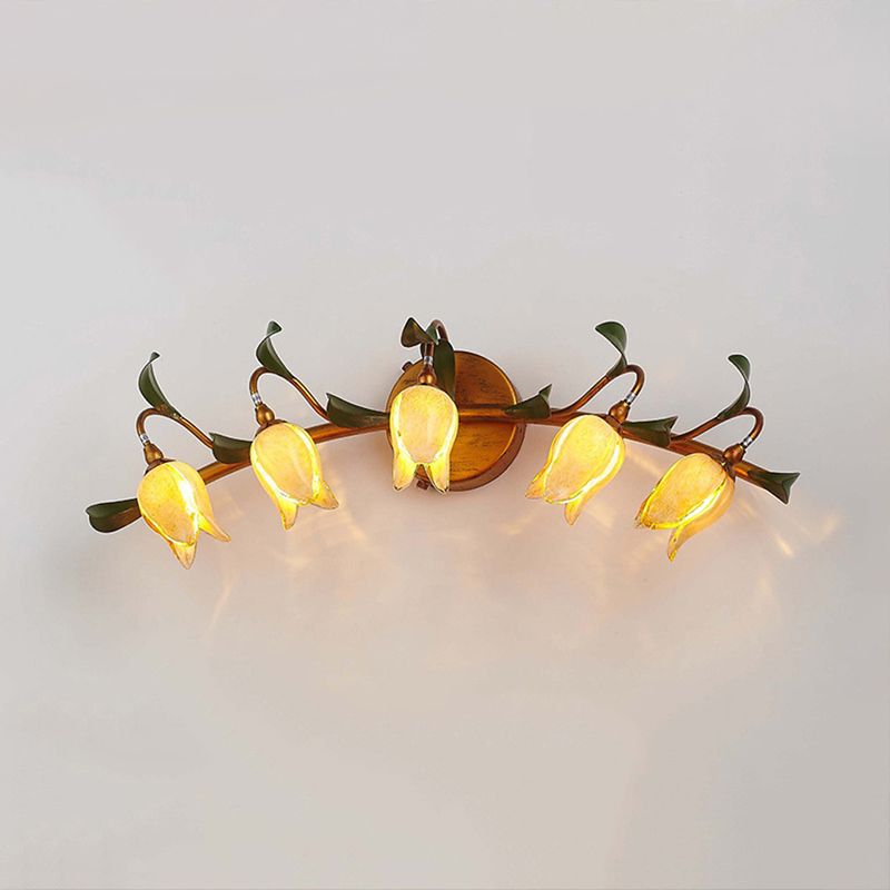 Félicie Vintage Flower Metal&Glass Wall Lamp, Copper - Cueteks