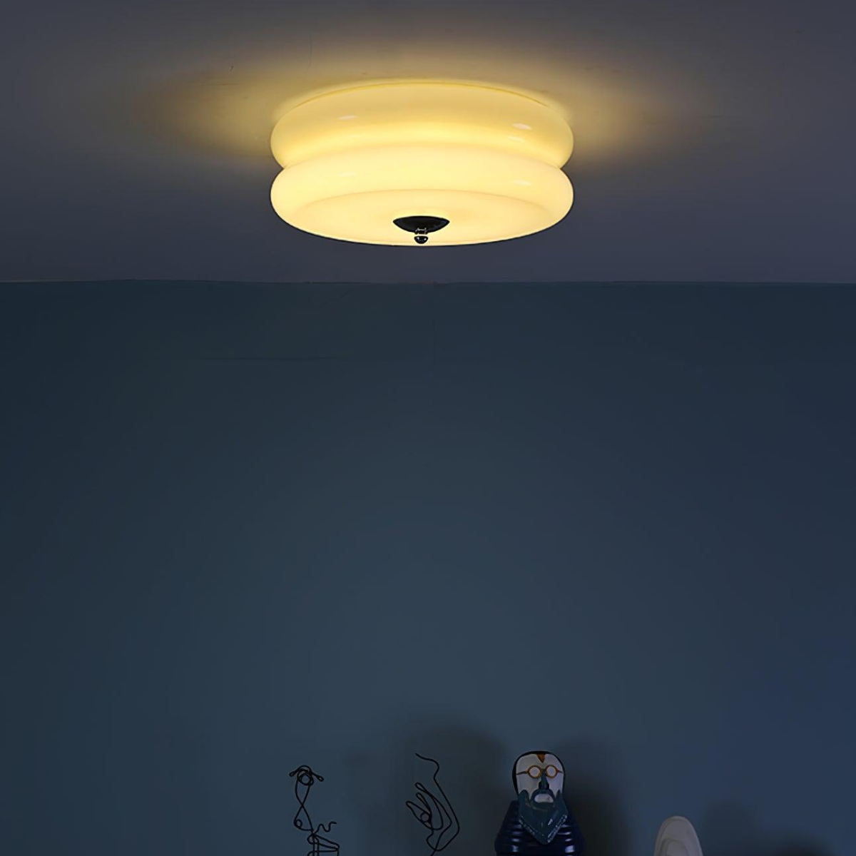 Morandi Modern Round Flush Mount Ceiling Light, White/Beige - Cueteks