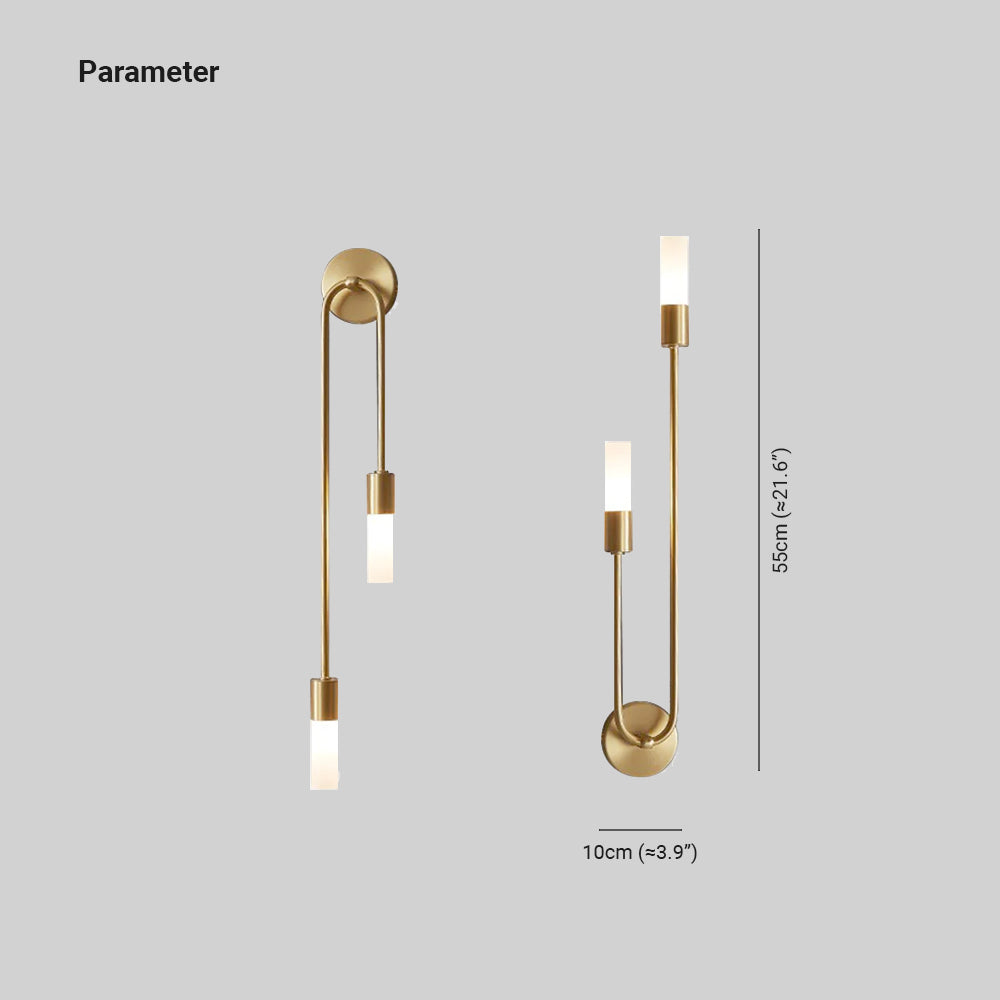 Meza diagram shows opposite sconce orientations with a 55 cm height and 10 cm width.