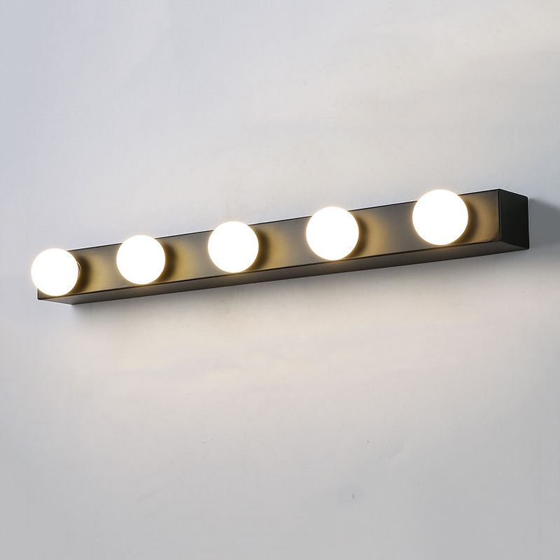 Valentina black five-light bar with bulbs illuminated
