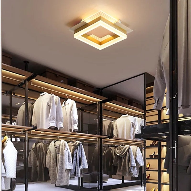 Amos Modern Simple Gold Flush Mount Ceiling Light, Square/Round - Cueteks