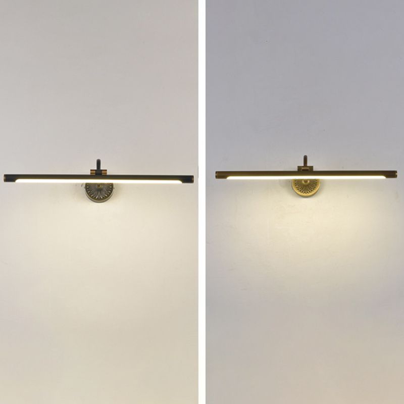 Black and brass-finish linear wall lights in a front-view comparison