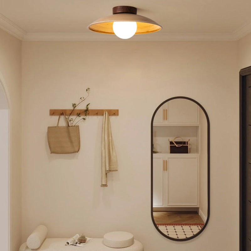 Ozawa Vintage Flush Mount Ceiling Light Wood/Metal/Glass Bar/ Hotels - Cueteks