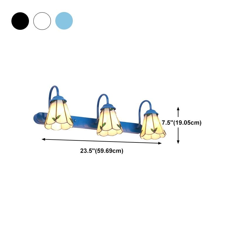 Baxter Vintage Flower Shaped Metal Wall Lamps, Black/White/Blue - Cueteks