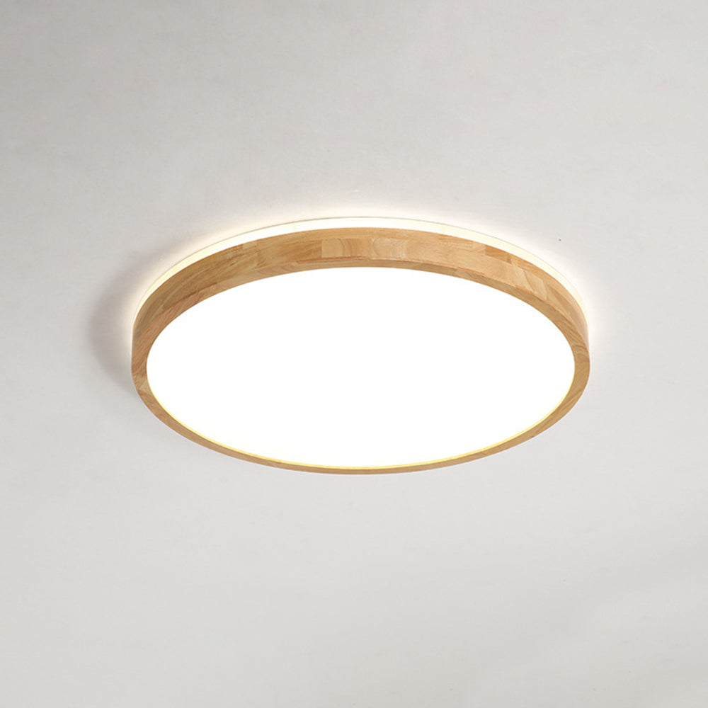 Ozawa Nordic Round Acrylic/Wood Flush Mount Ceiling Light Wood - Cueteks