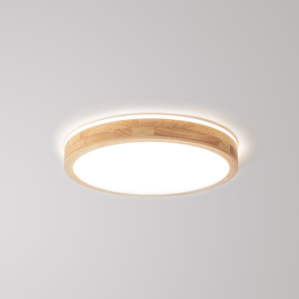 Ozawa Nordic Round Acrylic/Wood Flush Mount Ceiling Light Wood - Cueteks
