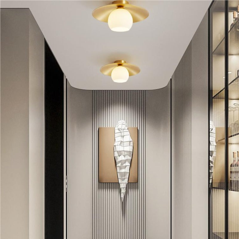 Carins Nordic Retro LED Ceiling Light Metal Glass Corridor Balcony - Cueteks