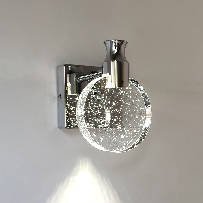 Kristy Modern Round Crystal Vanity Wall Lamp, Gold/Chrome - Cueteks