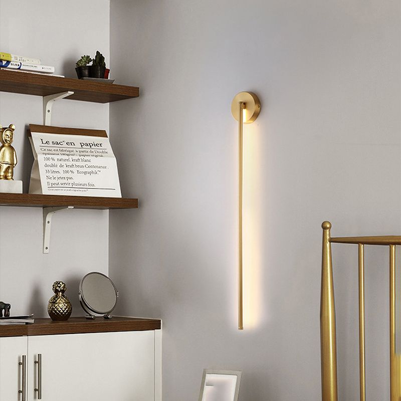 Edge Modern Linear Metal&Silica Gel Wall Mount Lamps, Gold - Cueteks