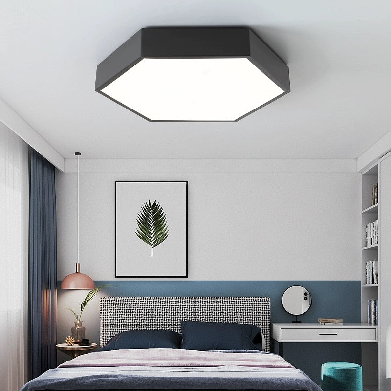 Morandi Modern Hexagon LED Metal Flush Mount Ceiling Light - Cueteks