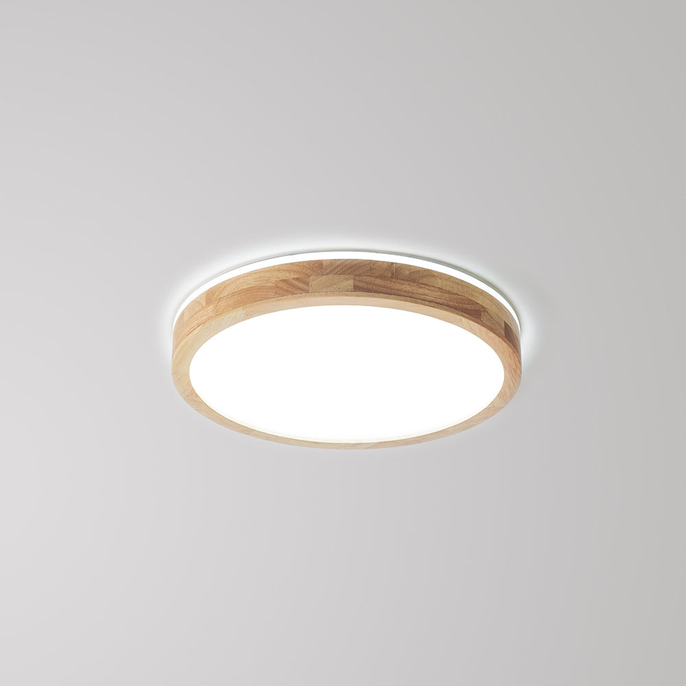 Ozawa Nordic Round Acrylic/Wood Flush Mount Ceiling Light Wood - Cueteks