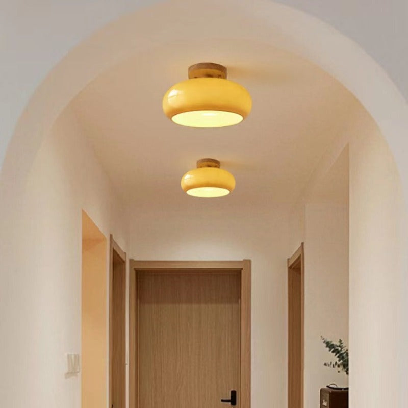 Hailie Modern LED Flush Mount Ceiling Light White Yellow Metal Living Room - Cueteks